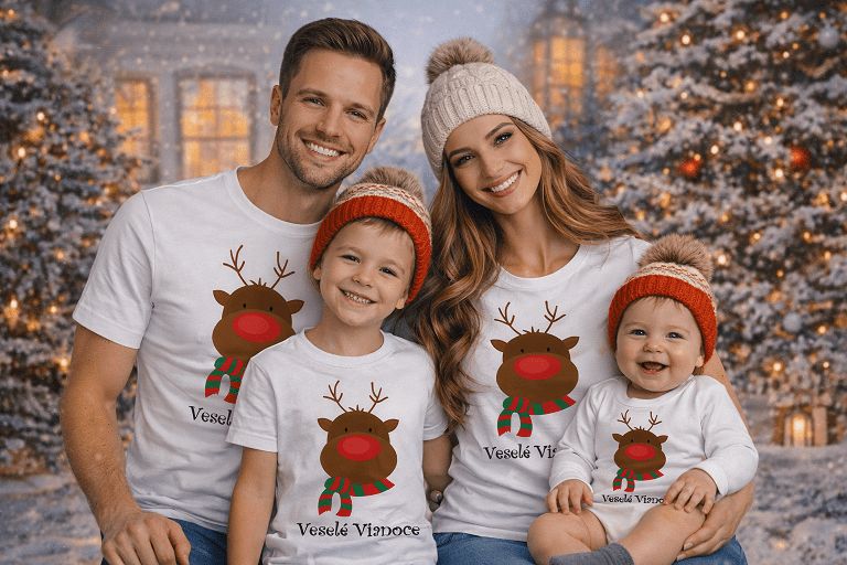 tričká pre  rodinu Sob Veselé Vianoce mk